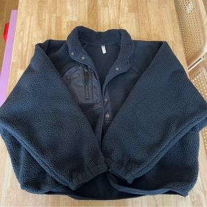 Free People Hit The Slopes Fleece Jacket - Black